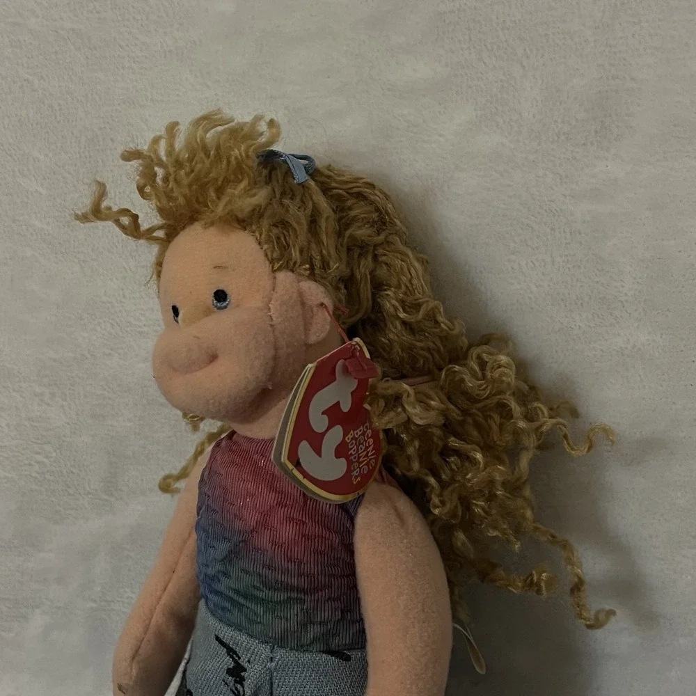 Ty Teanie Beanie Boppers Paula Plappertasche Plush Doll Blue Pants 2002